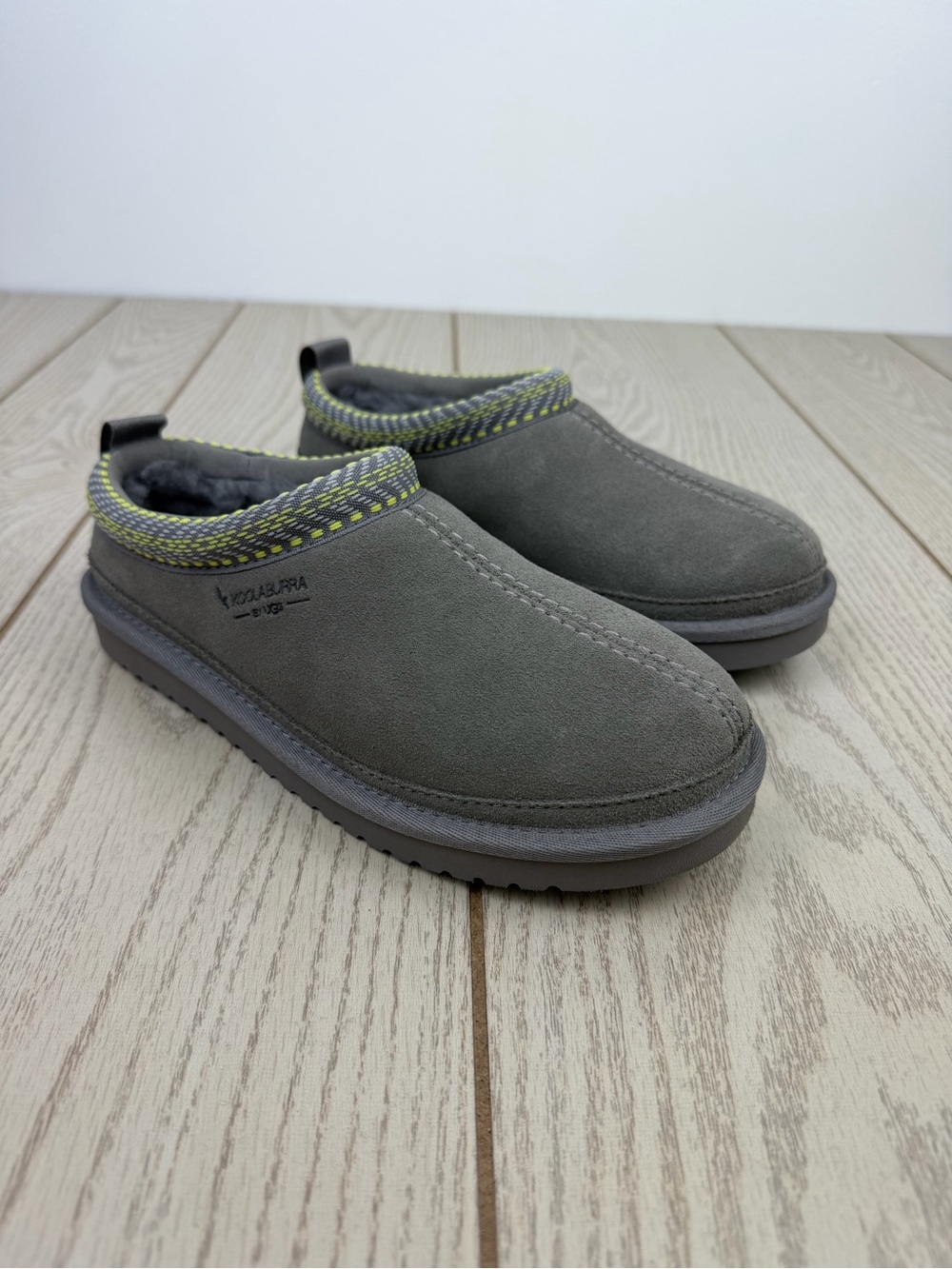 Koolaburra by UGG Womens Burree Embroidered Trim Slipper 5M Grey & Green $80